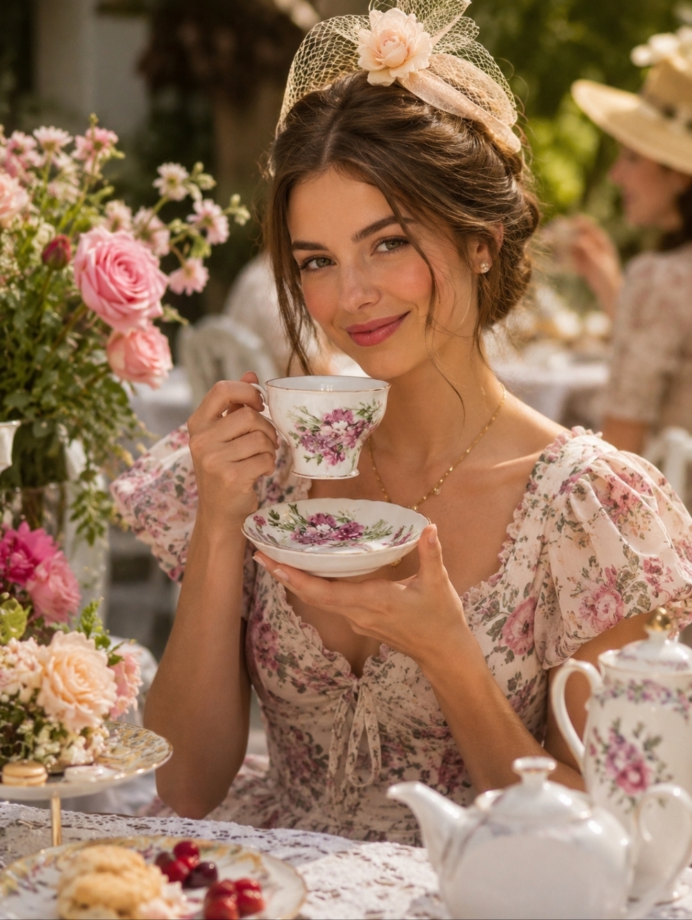 Floral Teacup &7 saucer set